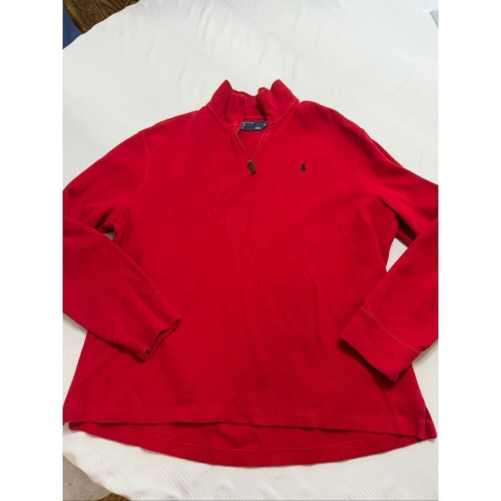 Polo By Ralph Lauren VTG Men’s Red Quarter Zip Sweatshirt Size XL